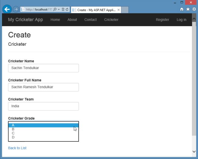 Create Records in Mvc App